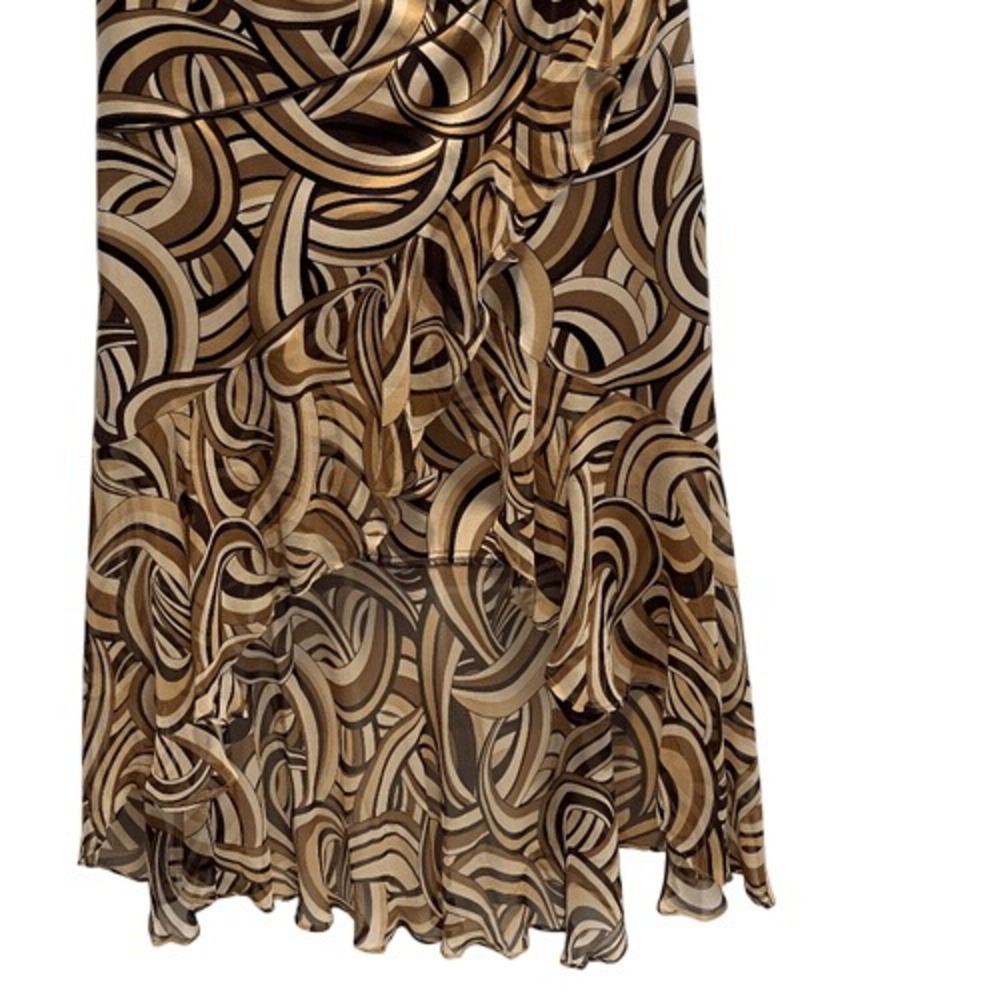 Mikai by Jerry Shabo Silk Halter Midi Dress Geometric Print Size M - Picture 2 of 9